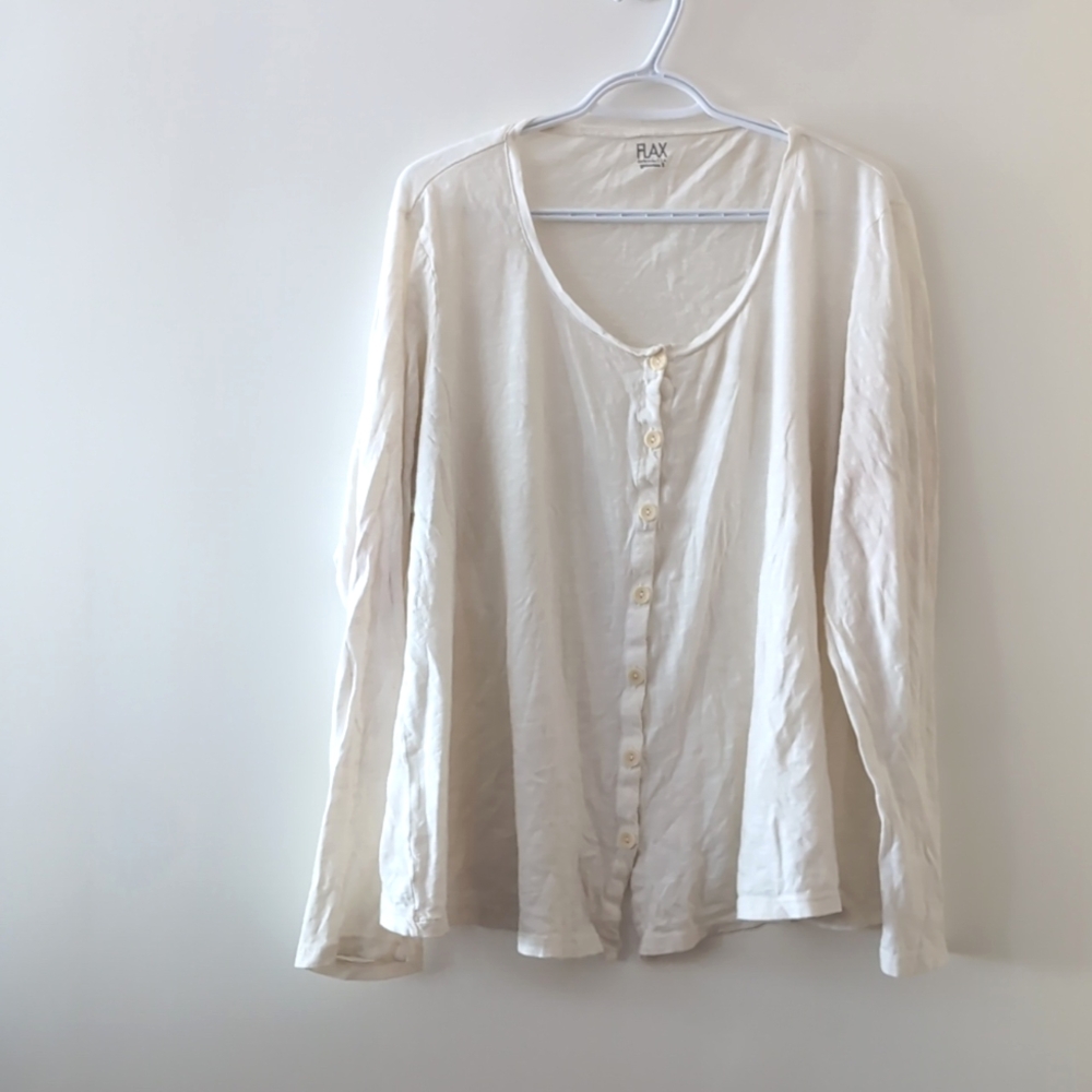 Flax long sleeve button down shirt size 2X